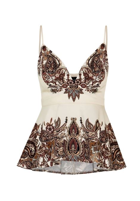 Top stampato con dettaglio arruffono ACCESS fashion | 63-2128-715CHOCO